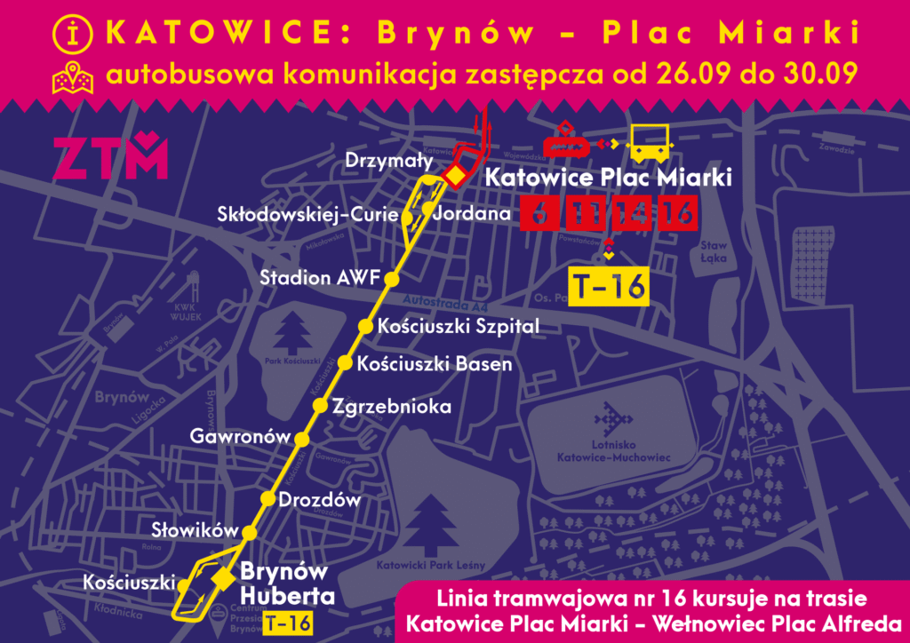 Katowice Brynow Przrwa W Ruchu Grafika Ztm Zdjęcie: Przerwa W Ruchu Tramwajów Do Katowickiego Brynowa I Między Będzinem A Sosnowcem - Tramwaje Śląskie S.a.